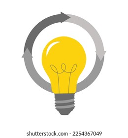 Vector innovation icon. Light bulb and rounded arrow. Premium quality graphic design element. Modern sign.