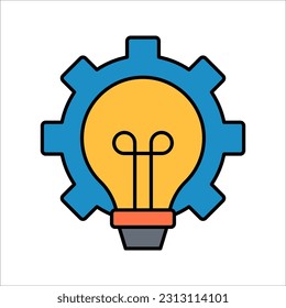 Vector innovation icon. Light bulb and cog inside. Premium quality graphic design element. vector illustration on white background