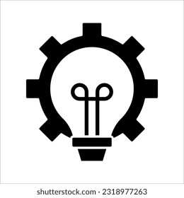 Vector innovation icon. Light bulb and cog inside. Premium quality graphic design element. vector illustration on white background