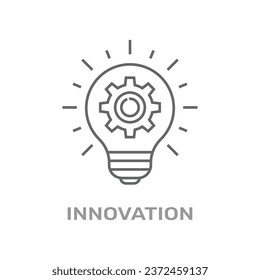 Vector innovation icon. Light bulb and cog inside. Premium quality graphic design element. Modern sign, linear pictogram, outline symbol, simple thin line icon. Editable Stroke. EPS 10