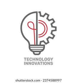 Vector innovation icon. Light bulb and cog. Premium quality graphic design element. Modern sign, linear pictogram, outline symbol, simple thin line icon. Editable Stroke. EPS 10