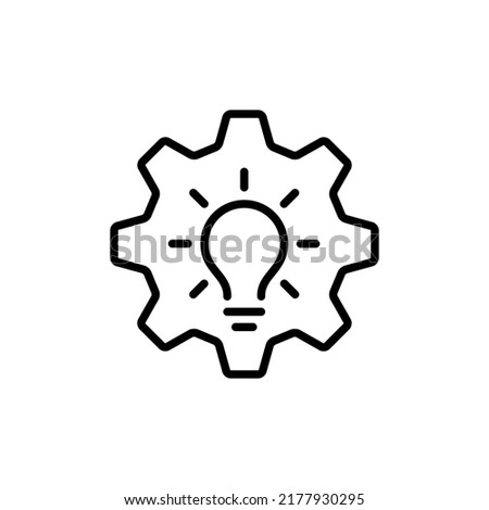 Vector innovation icon. Light bulb and cog inside. Premium quality graphic design element. Modern sign, linear pictogram, outline symbol, simple thin line icon