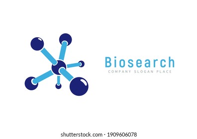 Vector innovation logo. Chemical or biological research logotype. Isolated stylized molecule on white background