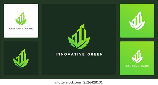 Vector of innovative green, real estate and leaves, logo and icon design template available, can be used in various media easily, editable