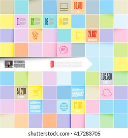 Vector inofographic template squares background.