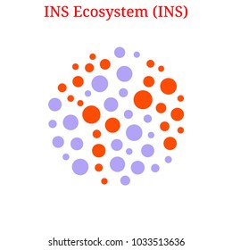 Vector INS Ecosystem (INS) digital cryptocurrency logo. INS Ecosystem (INS) icon. Vector illustration isolated on white background.