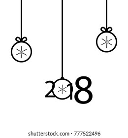 Vector inscription 2017 with ball and snowflake. Christmas greeting card