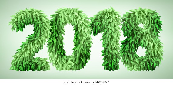 Vector inscription 2018 from geometric triangle stylized frosty icicles