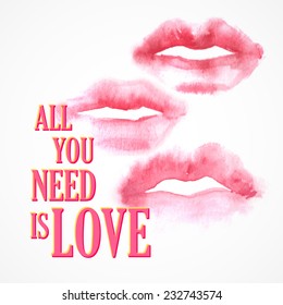 Vector inscription  "All You need is Love" poster or greeting card