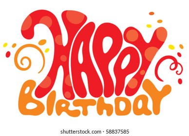 vector inscription - birthday