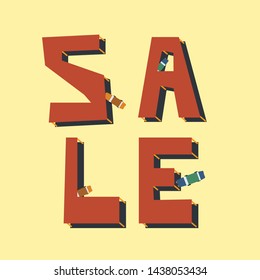 Vector inscription - Fat is made like parking with cars on a yellow background. The background color changes easily.