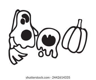 Vector inscription for Halloween. Boo. Decoration for the holiday. Suitable for advertising, posters, printing, packaging, social media posts. EPS10

