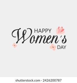 vector inscription Happy International Women's Day, eighth of March with beautiful flowers