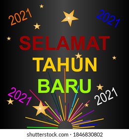 vector of the inscription of Happy New Year 2021 in Indonesian "Selamat Tahun Baru 2021"