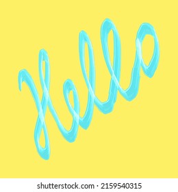 Vector inscription hello on a yellow background.
