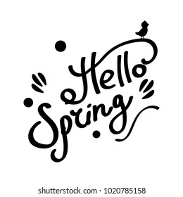 Vector inscription. Lettering. Hello Spring.Eps10.