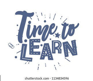 vector inscription lettering "time to learn"