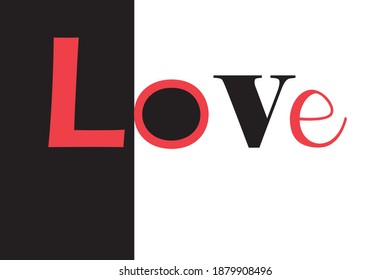 Vector inscription love isolated graphics in the background. Example of an inscription for Valentine's Day