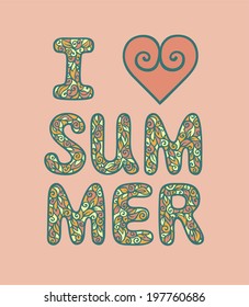 Vector inscription I love summer