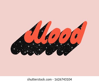 vector inscription mood, hand-drawn font with stars
