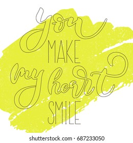 Vector inscription on a bright background. Illustration in a linear style. Inspiring calligraphy for the design of postcards, printing on clothes and a banner