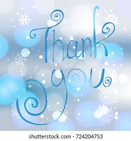 Vector inscription with ornamental elements on defocus background. Thank You poster or greeting card