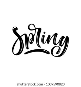 vector inscription Spring on white background