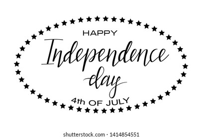 Vector inscription of the text Independence day on a white background. 4th of July holiday Isolated calligraphy for banner, poster, greeting card or celebration design. Hand sketched lettering. EPS 10