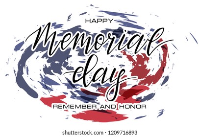 Vector inscription of the text Memorial day. November 11 holiday calligraphy for banner, poster, greeting card or celebration design. Hand sketched lettering. EPS 10.
