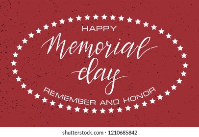 Vector inscription of the text Memorial day. November 11 holiday calligraphy for banner, poster, greeting card or celebration design. Hand sketched lettering. EPS 10.