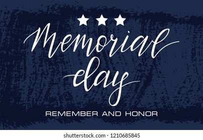 Vector inscription of the text Memorial day. November 11 holiday calligraphy for banner, poster, greeting card or celebration design. Hand sketched lettering. EPS 10.