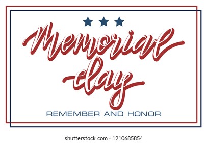 Vector inscription of the text Memorial day. November 11 holiday calligraphy for banner, poster, greeting card or celebration design. Hand sketched lettering. EPS 10.