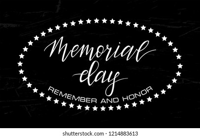 Vector inscription of the text Memorial day. November 11 holiday calligraphy for banner, poster, greeting card or celebration design. Hand sketched lettering. EPS 10.