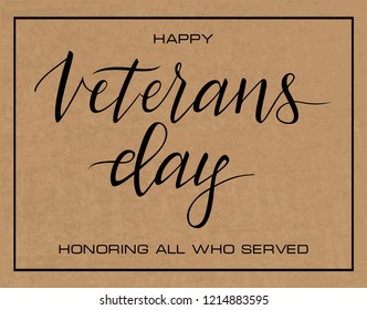 Vector inscription of the text  Veterans day. November 11 holiday calligraphy for banner, poster, greeting card or celebration design. Hand sketched lettering. EPS 10