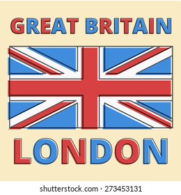 Vector inscription with Union Jack flag