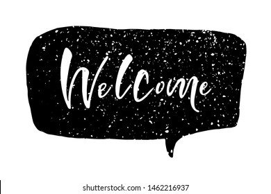 Vector inscription Welcome with speech bubbles