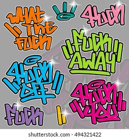 Vector inscriptions in graffiti style.