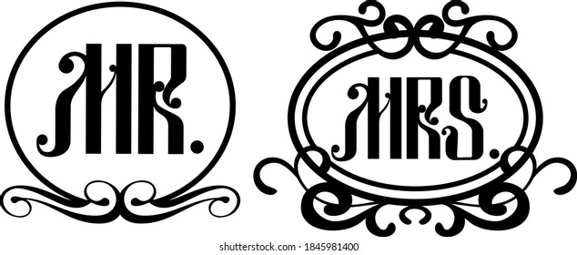 Vector inscrption "MR and MRS" 