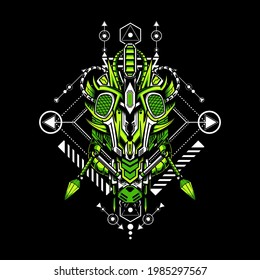 Vector of Insect Head with sacred geometrical frame can use for template and t shirt design