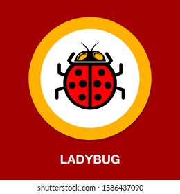 Vector Insect Illustration. Ladybug Silhouette Isolated