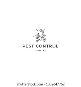 Vector insect logo template with a fly. Hand drawn minimal design. For branding and business identity. For garden shops, for pest control companies.