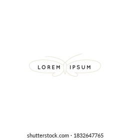 Vector insect logo template in minimal style. Hand drawn butterfly, moth. Elegant graphics for branding and business identity.