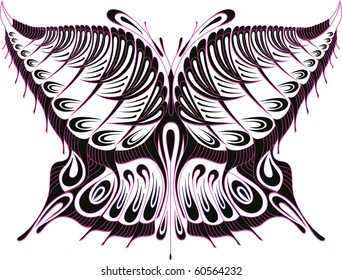 Vector insect peacock butterfly illustration. Tattoo black and white style
