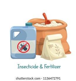 Vector Insecticide And Fertilizer Icon For Design Product Garden Center And Gardening. Cartoon Style.