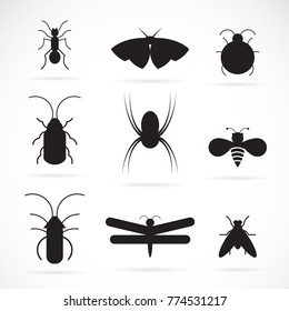 Vector of insects group on white background. Insect. Animal. Insects Icon.