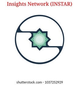 Vector Insights Network (INSTAR) digital cryptocurrency logo. Insights Network (INSTAR) icon. Vector illustration isolated on white background.
