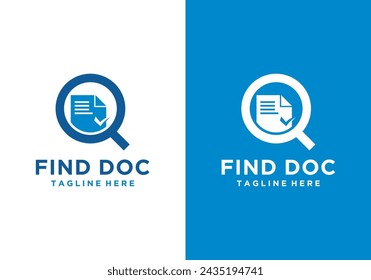 vector inspiration document icon review logo design, combination of magnifying glass with document paper like check rate. supervision plan, service critique process verification and annual inspection