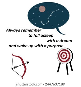 Vector Inspirational Quote Motivational Phrase Always Remember to fall asleep with a dream and wake up with a purpose