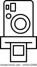 Vector Instant Camera Outline Icon Design
