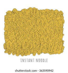 Vector instant noodle block. Hand drawn fast food illustration